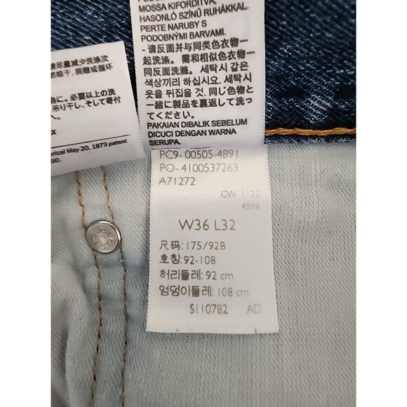 Levis 505 Jeans Mens 36x32 Blue Medium Wash Regular Fit - Picture 10 of 10